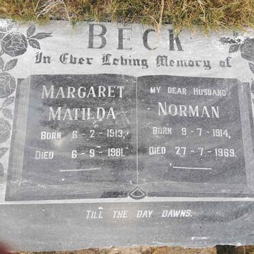 BECK Norman 1914-1969 &amp; Margaret Matilda 1913-1981