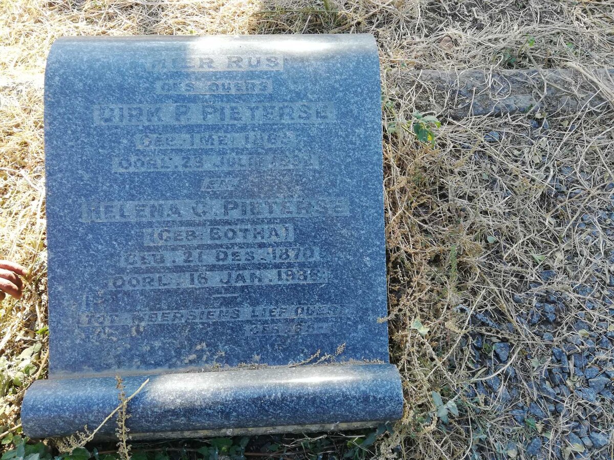 PIETERSE Dirk P. 1865-1932 &amp; Helena C. BOTHA 1870-1938