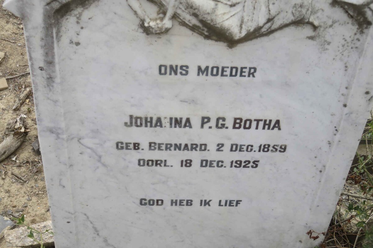 BOTHA Johanna P.G. nee BERNARD 1859-1925