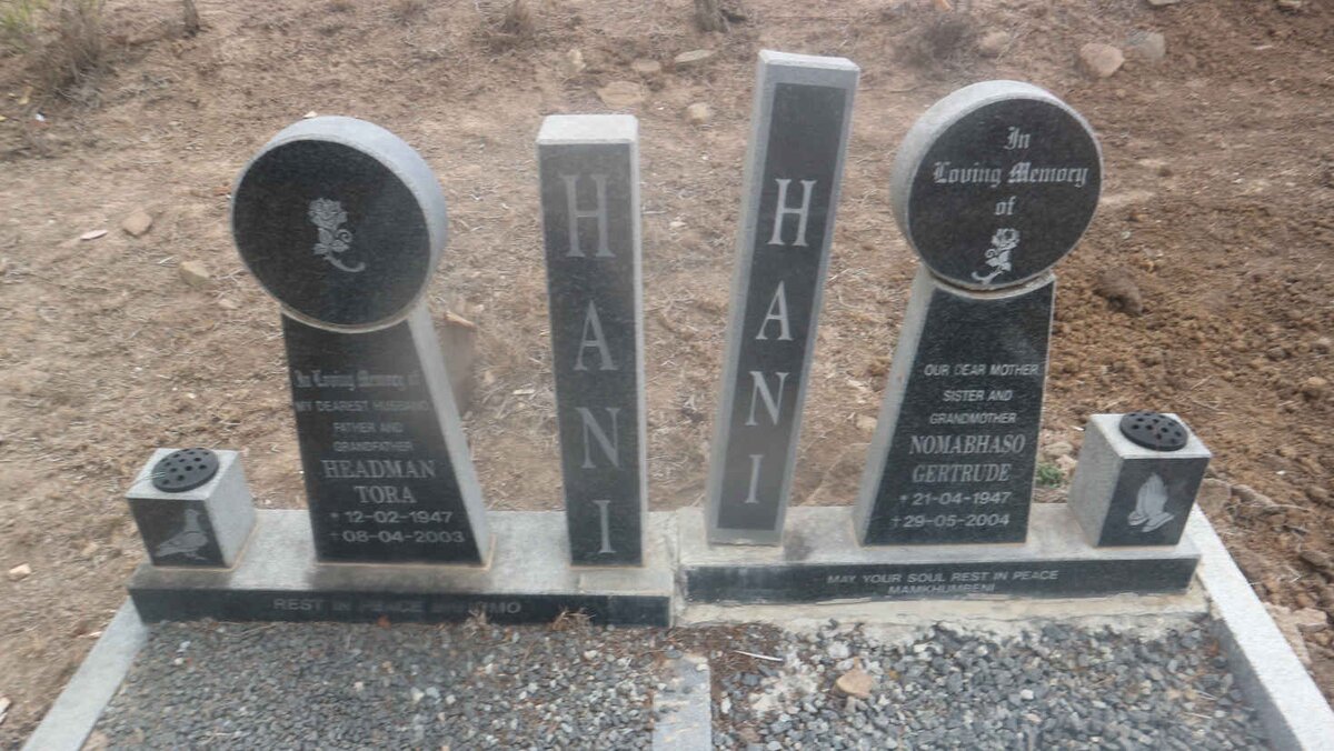 HANI Headman Tora 1947-2003 &amp; Nomabhaso Gertrude 1947-2004