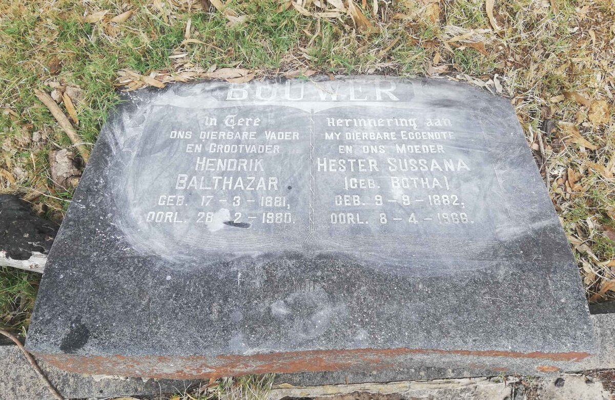 BOUWER Hendrik Balthazar 1881-1980 &amp; Hester Sussana BOTHA 1882-1966