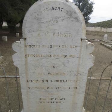 BURGER A.P. 1830-1903 &amp; E.M. 1831-1906
