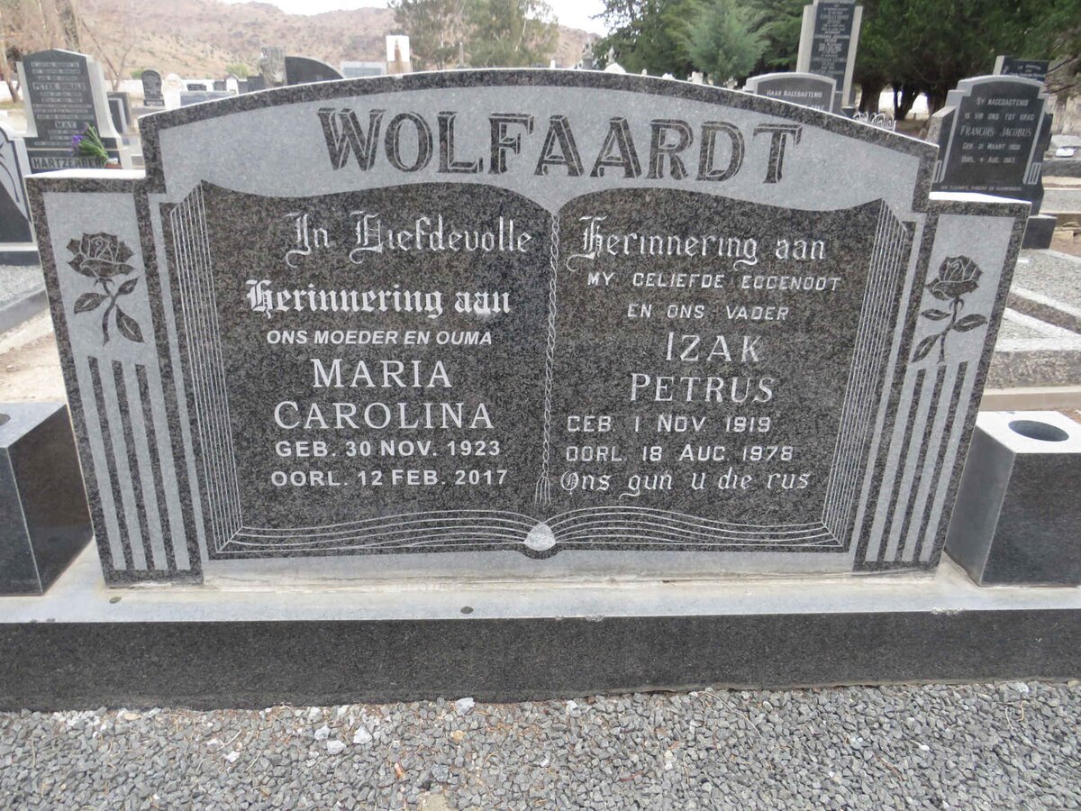 WOLFAARDT Izak Petrus 1919-1976 &amp; Maria Carolina 1923-2017