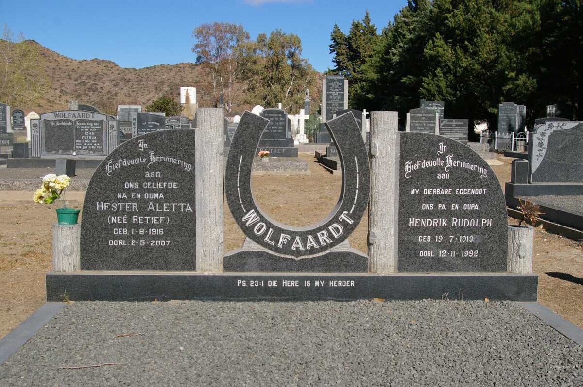 WOLFAARDT Hendrik Rudolph 1919-1992 &amp; Hester Aletta RETIEF 1916-2007