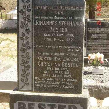 BESTER Johannes Stephanus 1880-1952 &amp; Gertruida Jacoba Christina DU TOIT 1887-1957