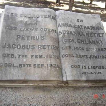 RETIEF Petrus Jacobus 1839-1926 &amp; Anna Catharina Susanna ERLANK 1847-1926