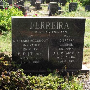 FERREIRA E.D. 1910-1987 &amp; A.L.M. 1916-1990