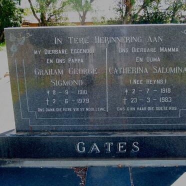 GATES Graham George Sigmond 1910-1979 &amp; Catherina Salomina HEYNS 1918-1983