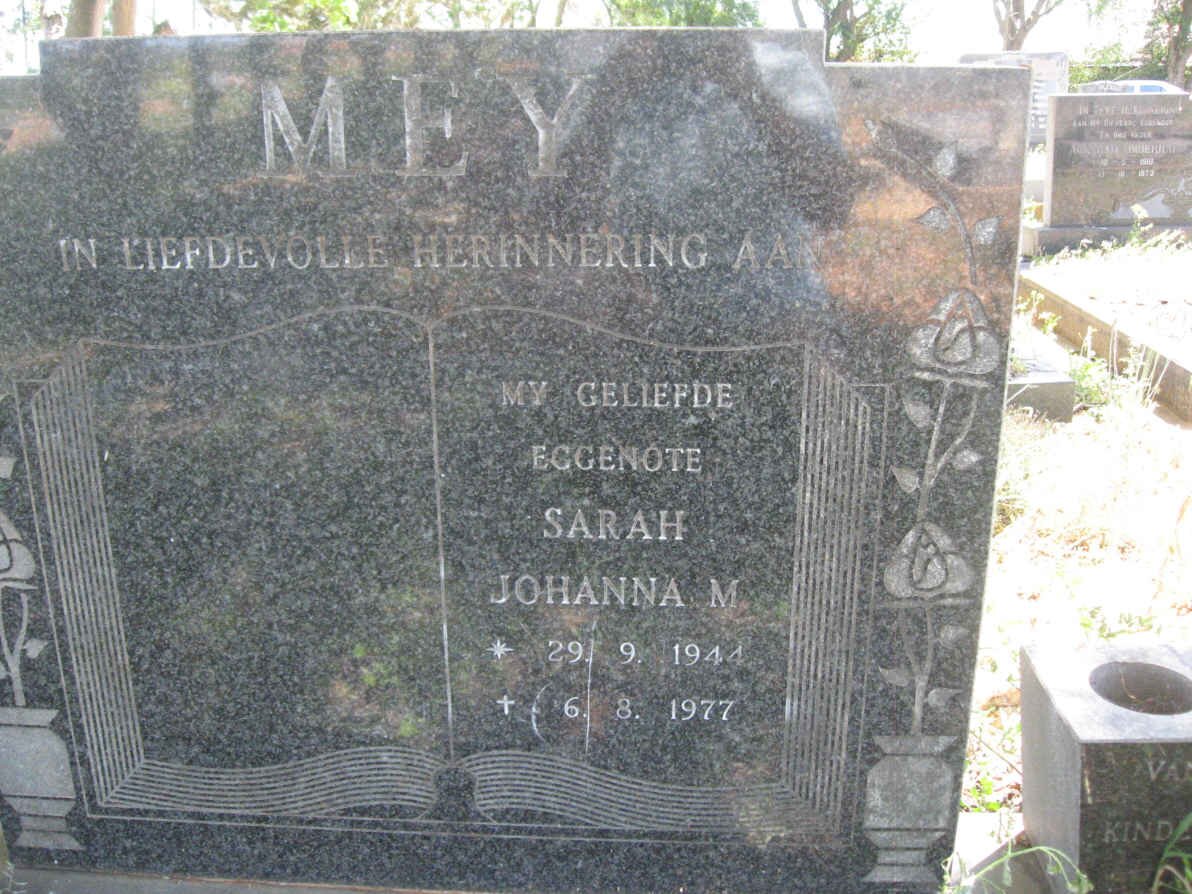 MEY Sarah Johanna M. 1944-1977
