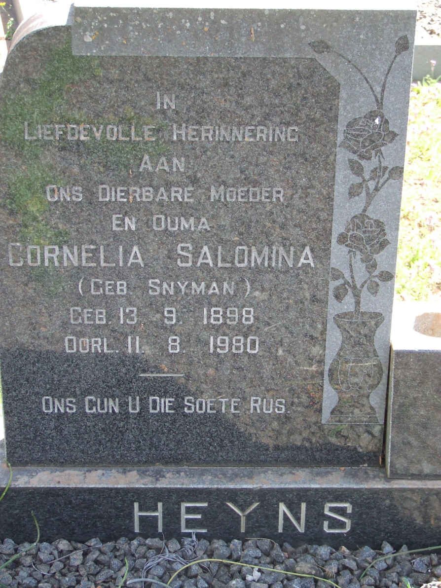 HEYNS Cornelia Salomina SNYMAN 1898-1980