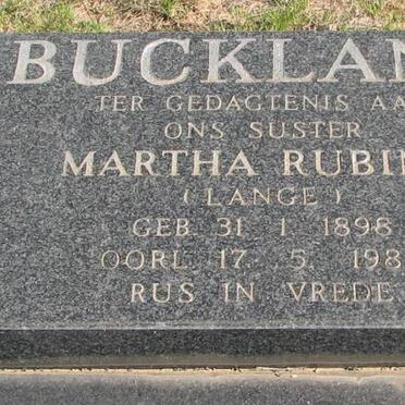 BUCKLAND Martha Rubina nee LANGE 1898-1988
