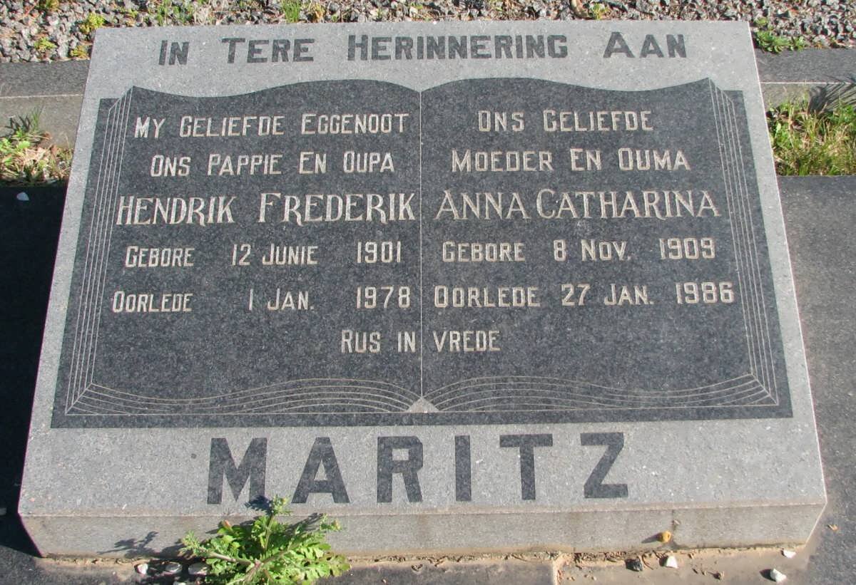 MARITZ Hendrik Frederik 1901-1978 &amp; Anna Catharina 1909-1986