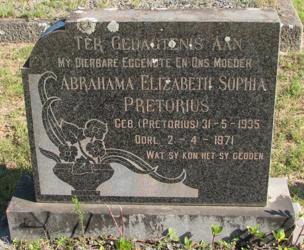 PRETORIUS Abrahama Elizabeth Sophia nee PRETORIUS 1935-1971