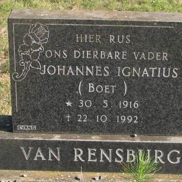 RENSBURG Johannes Ignatius, van 1916-1992