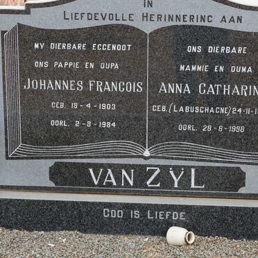 ZYL Johannes Francois, van 1903-1984 &amp; Anna Catharina LABUSCHAGNE 1909-1998