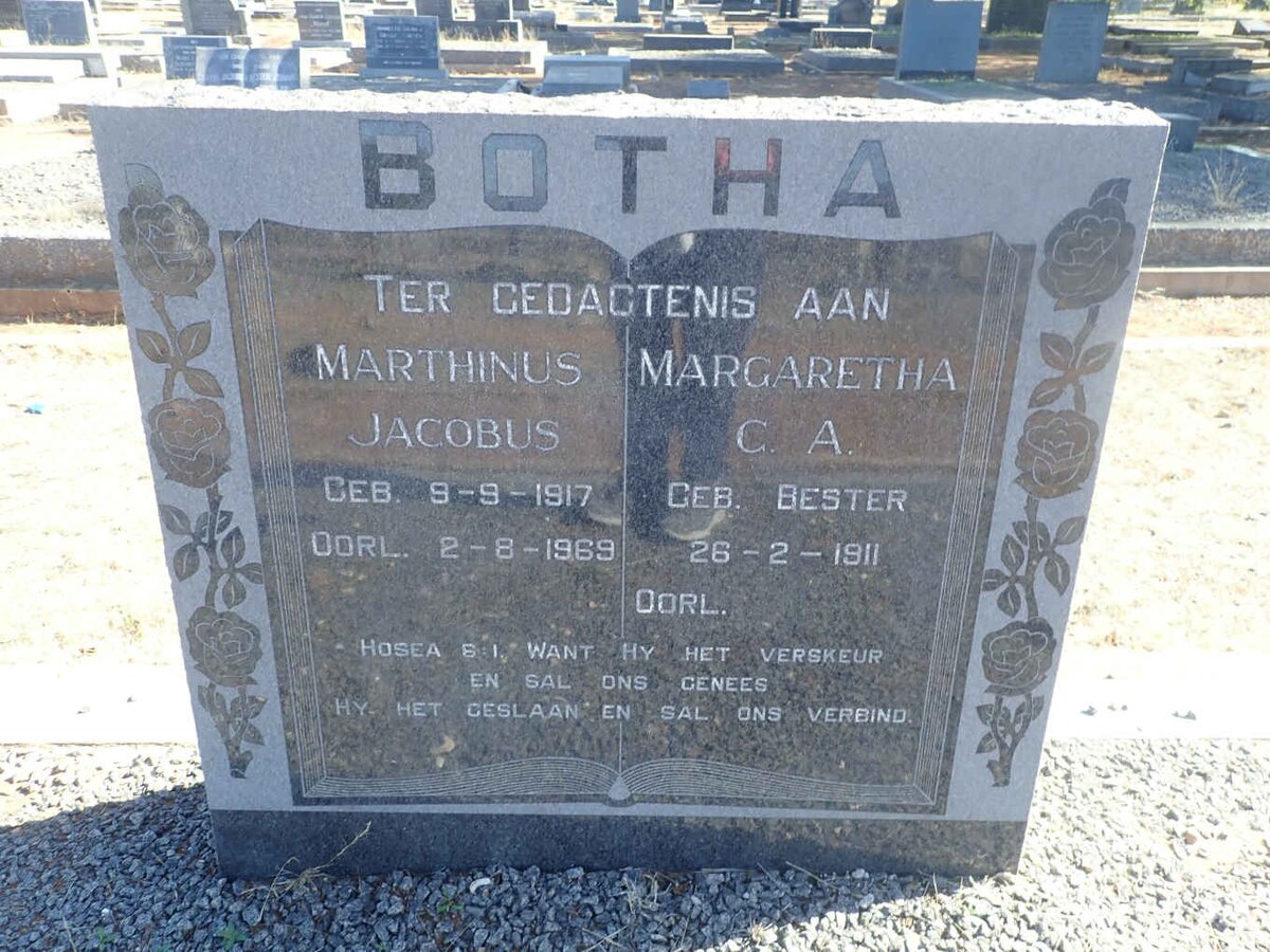 BOTHA Martinus Jacobus 1917-1969 &amp; Margaretha C.A. BESTER 1911-