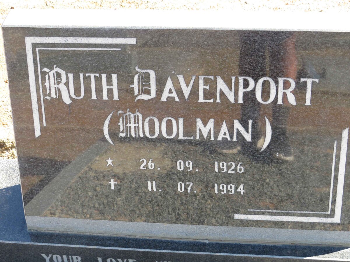DAVENPORT Ruth nee MOOLMAN 1926-1994