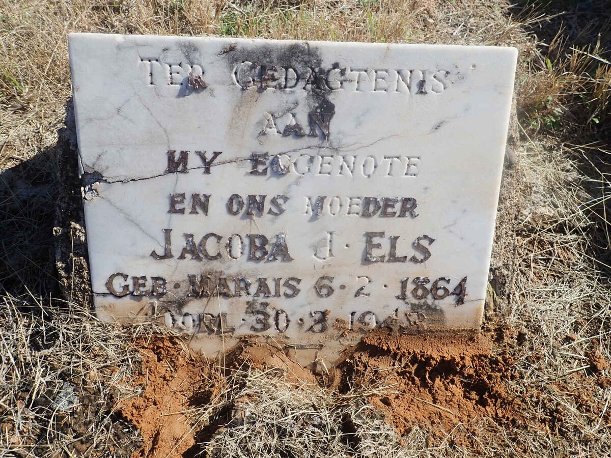 ELS Jacoba J. nee MARAIS 1864-1943