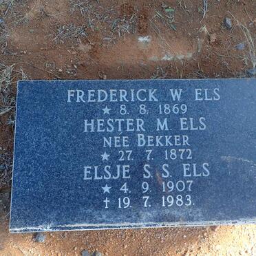 ELS Frederick W. 1869- &amp; Hester M. BEKKER 1872- :: ELS Elsje S.S. 1907-1983
