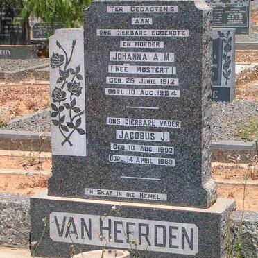 HEERDEN Jacobus J., van 1903-1969 &amp; Johanna A.M. MOSTERT 1912-1954