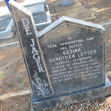 JAGER Gesina Dorothea, de voorheen LOTTER nee SCHOEMAN 1907-1987
