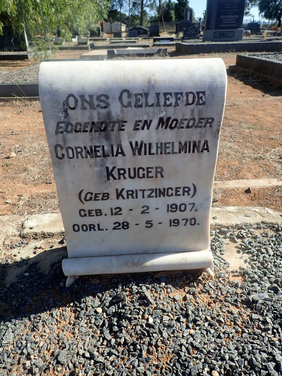 KRUGER Cornelia Wilhelmina nee KRITZINGER 1907-1970