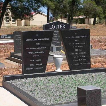 LÖTTER Francois Daniel 1928-2002 &amp; Désireë VAN HEERDEN 1934-1973