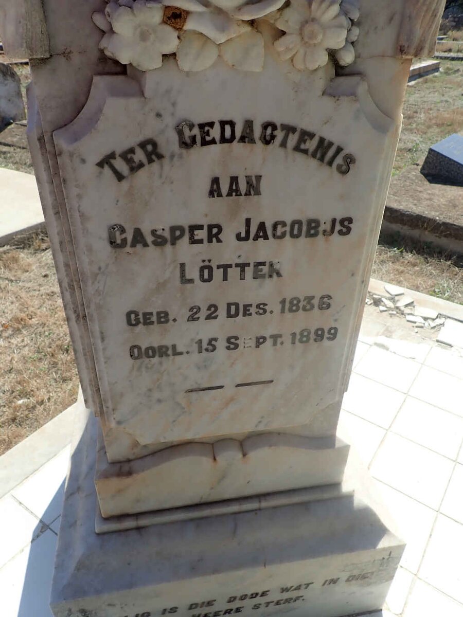 LOTTER Casper Jacobus 1836-1999 &amp;  Elizabeth Maria DU PLESSIS 1838-1936
