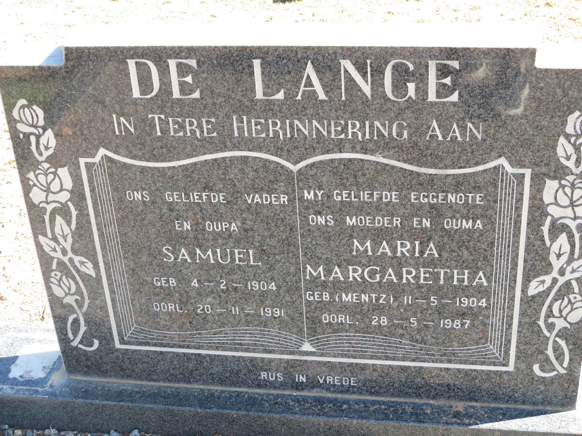 LANGE Samuel, de 1904-1991 &amp; Maria Margaretha MENTZ 1904-1987