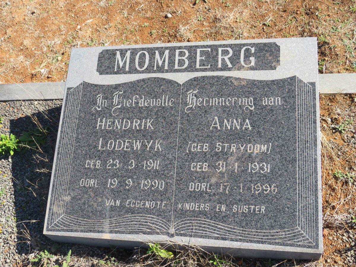 MOMBERG Hendrik Lodewyk 1911-1990 &amp; Anna STRYDOM 1931-1996