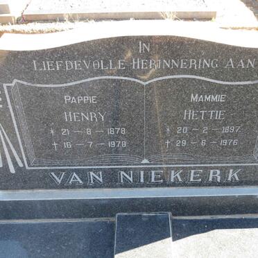 NIEKERK Henry, van 1878-1978 Hettie 1897-1976