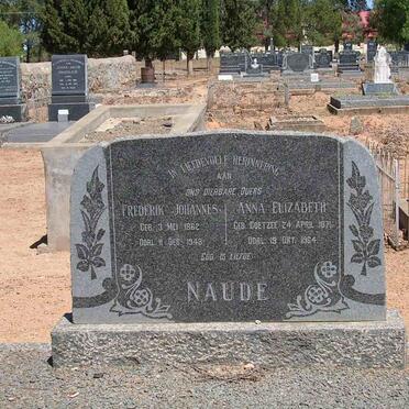 NAUDE Frederik Johannes 1862-1948 &amp; Anna Elizabeth COETZEE 1871-1964