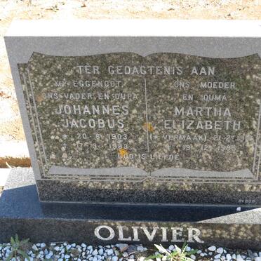 OLIVIER Johannes Jacobus 1903-1983 Martha Elizabeth VERMAAK 1912-1985