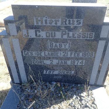 PLESSIS J.C., du nee DE LANGE 1909-1974