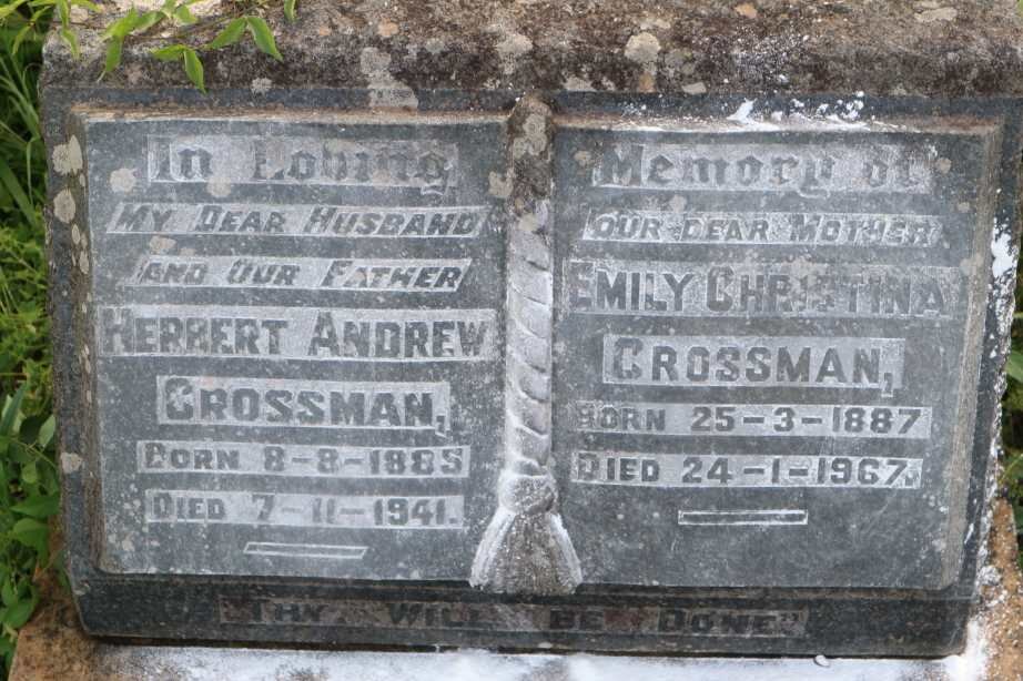 CROSSMAN Herbert Andrew 1885-1941 &amp; Emily Christina 1887-1967