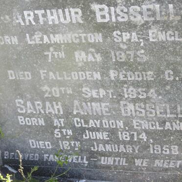 BISSELL Arthur 1875-1954 &amp; Sarah Anne 1874-1958
