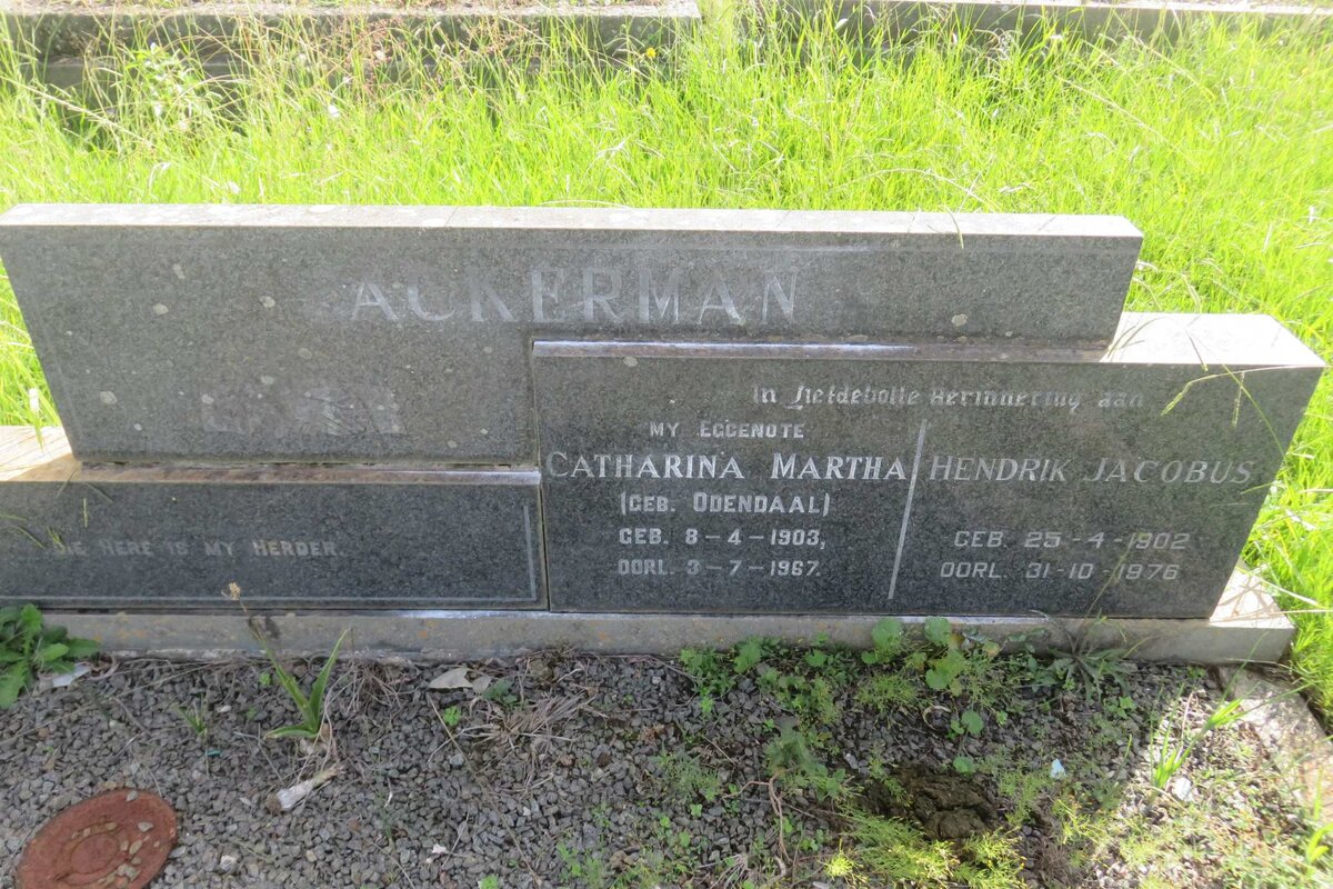 ACKERMAN Hendrik Jacobus 1902-1976 &amp; Catharina Martha ODENDAAL 1903-1967
