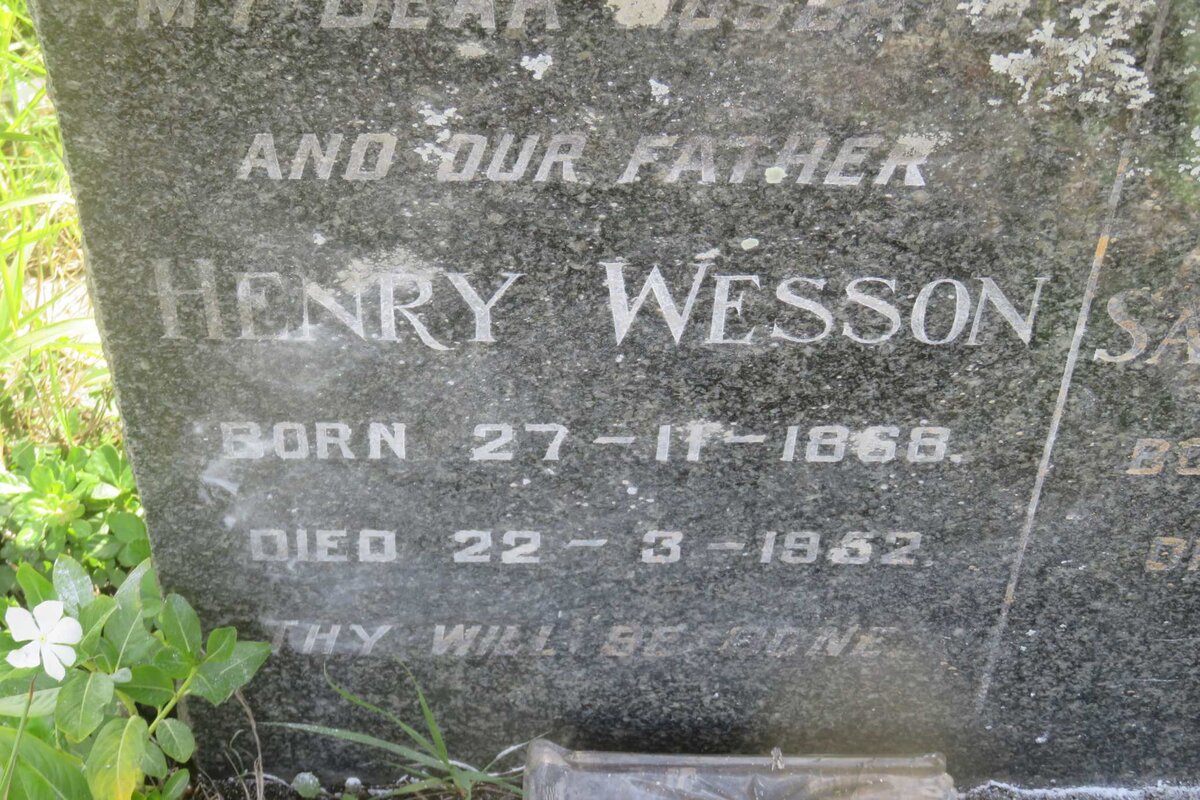WESSON Henry 1868-1952 &amp; Evelina Sarah Ann 1884-1971