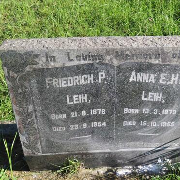 LEIH Friedrich P. 1876-1954 &amp; Anna E.H. 1873-1955