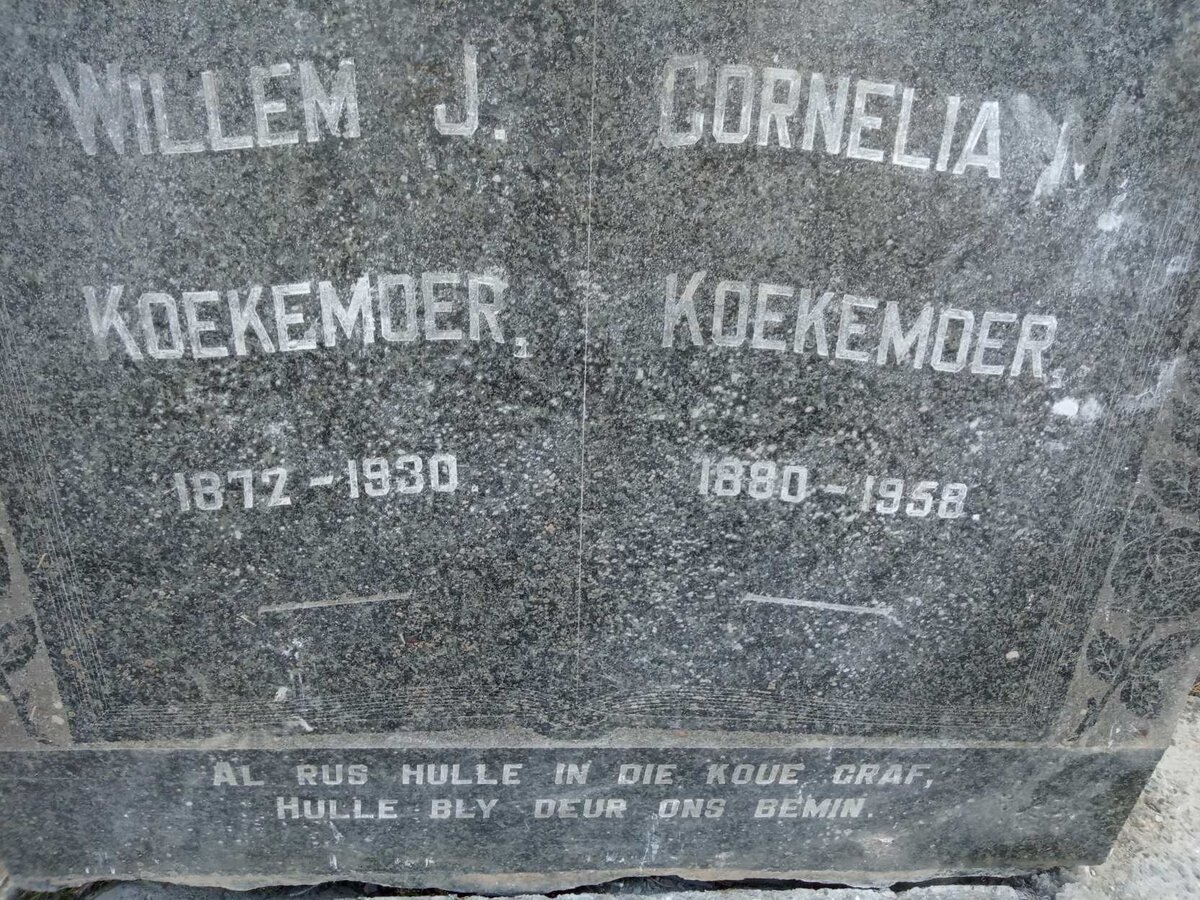 KOEKEMOER Willem J. 1872-1930 &amp; Cornelia 1880-1958