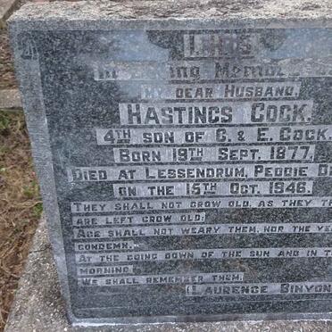 COCK Hastings 1877-1946