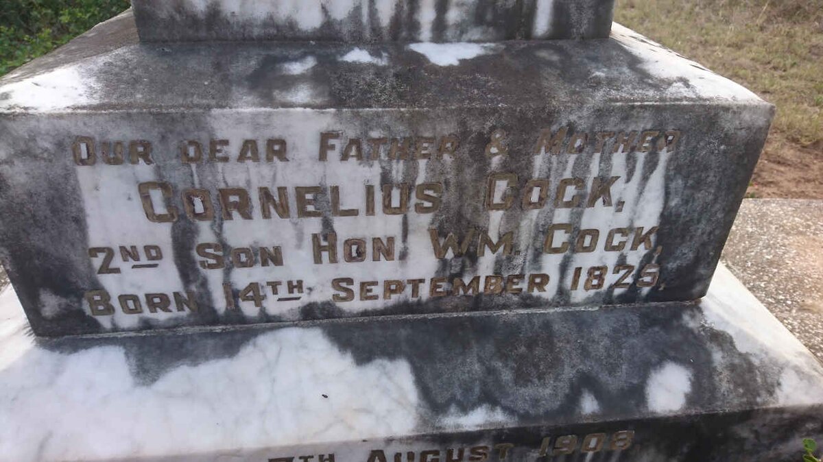 COCK Cornelius 1825-1908 &amp; Edith JAFFRAY 1848-1934