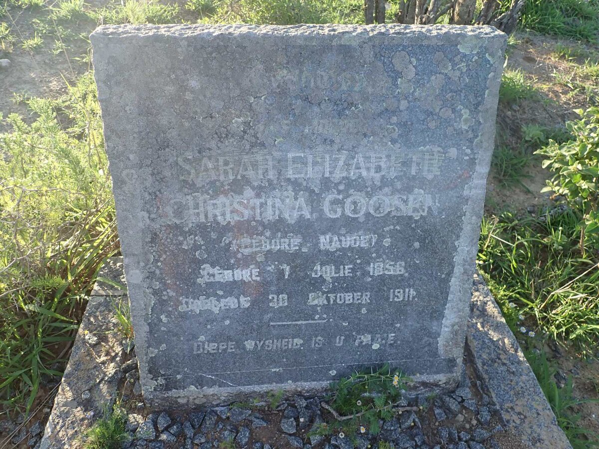 GOOSEN Sarah Elizabeth Christina nee NAUDE 1856-1911