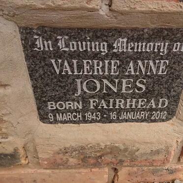 JONES Valerie Anne nee FAIRHEAD 1943-2012