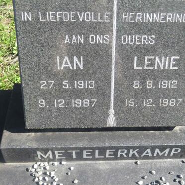 METELERKAMP Ian 1913-1987 &amp; Lenie 1912-1987