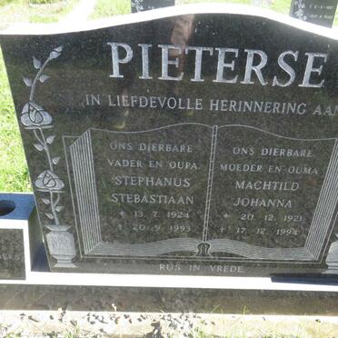 PIETERSE Stephanus Stebastiaan 1924-1993 &amp; Machtild Johanna 1921-1994