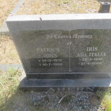 AHERN Patrick John 1912-1998 &amp; Iris Ada Italia 1916-2008