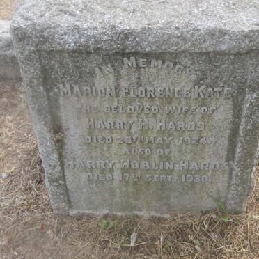 HARDS Harry Hoblin -1930 &amp; Marion Florence Kate -1924