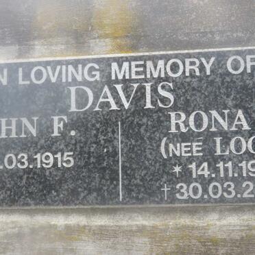 DAVIS John F. 1915- &amp; Rona C. LOCK 1917-2007
