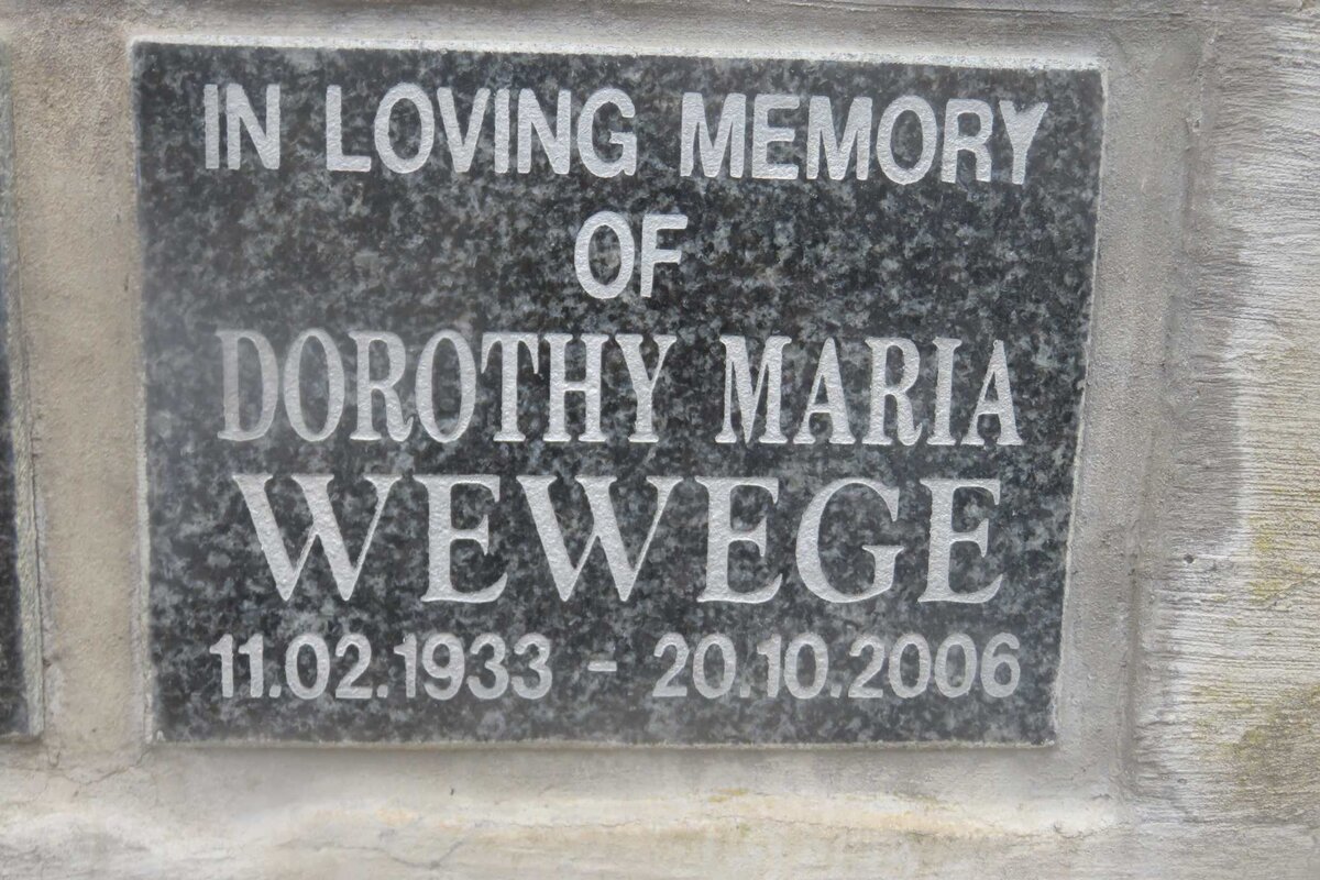 WEWEGE Dorothy Maria 1933-2006